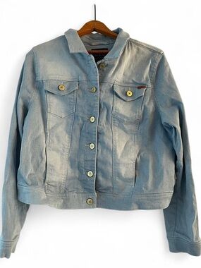 Isaac Mizrahi Live Women's 10 Light Blue Cotton Spring Denim Jean Jacket
